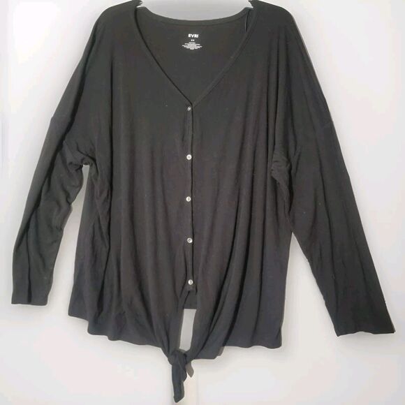 EVRI Black Cardigan Sweater Button Up Plus Size 2X Stretchy Soft Workwear Chic - Picture 1 of 6